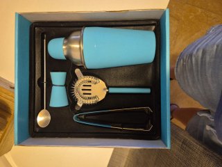 Set Coctelería Azul y Plateado