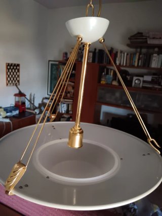 Lampadario Fabbian vintage oro e bianco
