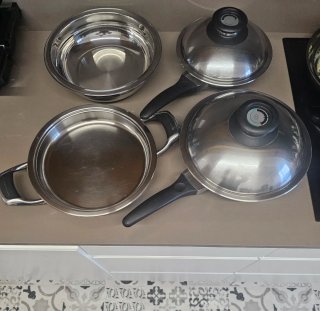 Lote 2 sartenes y plancha AMC aptas para INDUCCIÓN