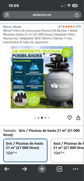 Filtro de Arena Piscina Tillvex Nuevo