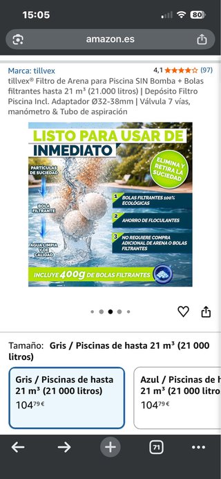 Filtro de Arena Piscina Tillvex Nuevo