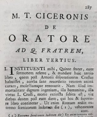 Libro Antico Cicerone De Oratore Ad Fratrem 1773