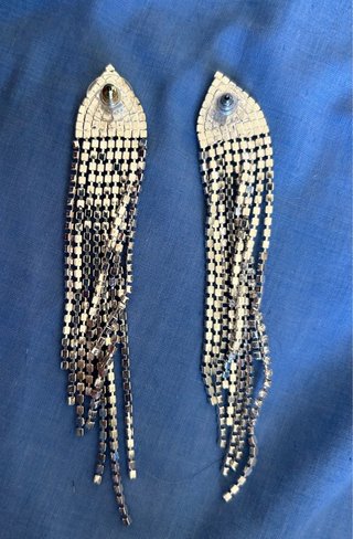 Pendientes largos strass H&M plateados