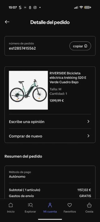 Bicicleta eléctrica Riverside seminueva