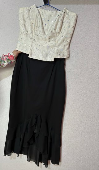 Conjunto fiesta boda blanco y negro talla XL