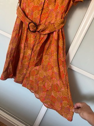 Vestido FRNCH estampado naranja y rosa