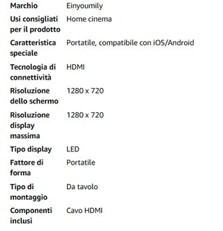 Proiettore portatile Einyoumliy Full HD