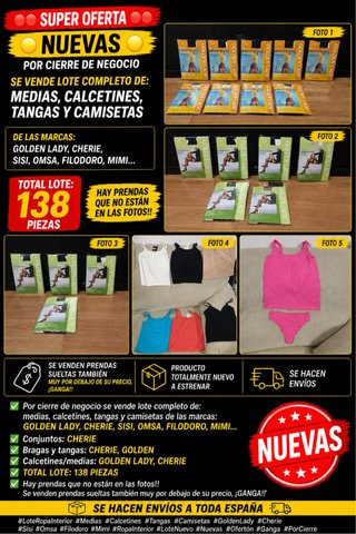 OFERTA CIERRE NEGOCIO 138 PRENDAS LENCERIAS NUEVAS