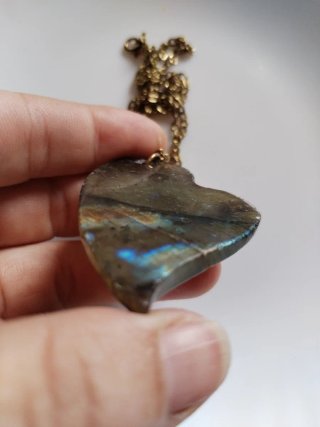 Collana cuore di labradorite grande