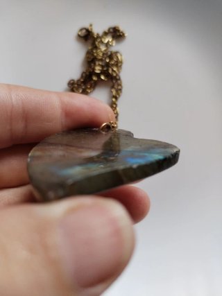Collana cuore di labradorite grande