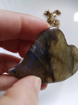 Collana cuore di labradorite grande