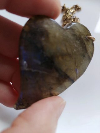 Collana cuore di labradorite grande
