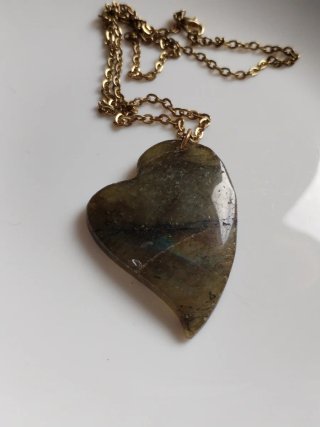 Collana cuore di labradorite grande