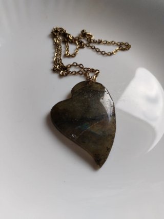 Collana cuore di labradorite grande