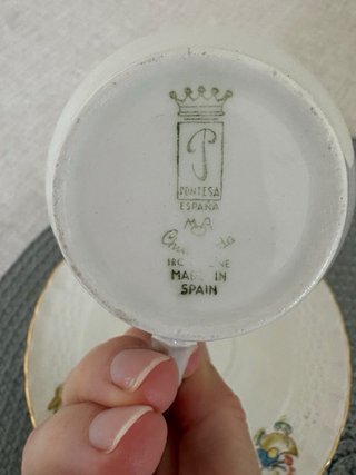 Taza y plato Pontesa España porcelana