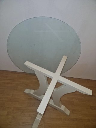Mesa redonda madera y cristal