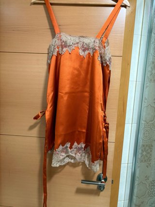 Top Zara Naranja Encaje