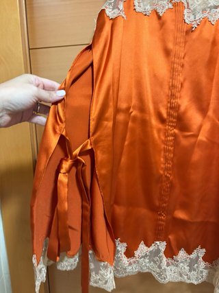Top Zara Naranja Encaje