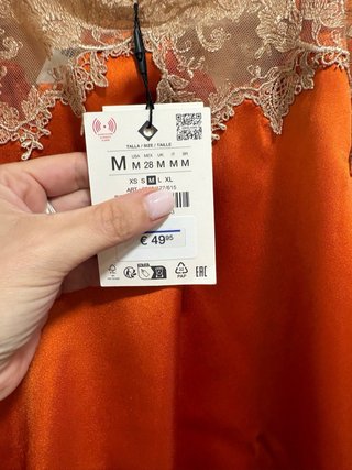 Top Zara Naranja Encaje