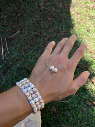 PERLAS REALES agua dulce (Pulsera y pendientes)