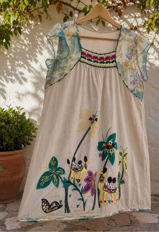 Vestido crema bordado talla única