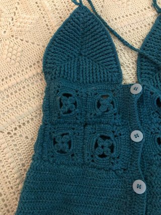 Vestido crochet azul verdoso