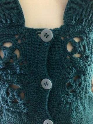 Vestido crochet azul verdoso
