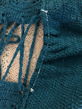 Vestido crochet azul verdoso