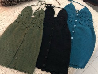 Vestido crochet azul verdoso
