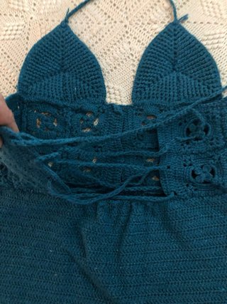 Vestido crochet azul verdoso