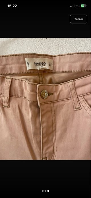 Pantalón pitillo rosa Mango