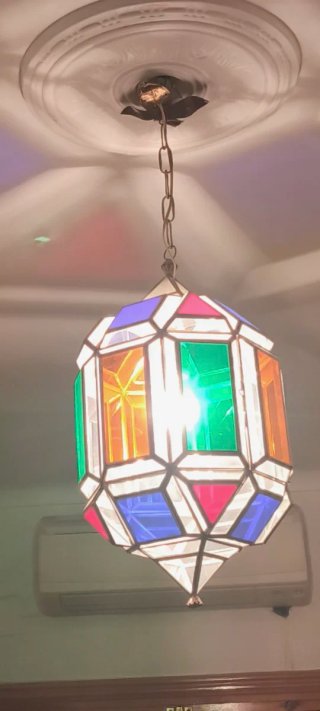 Farol estilo Granadino multicolor cristal metal