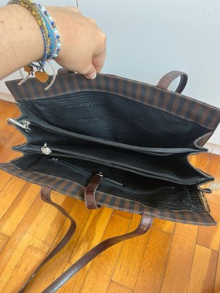 Bolso de mano rayas marrones