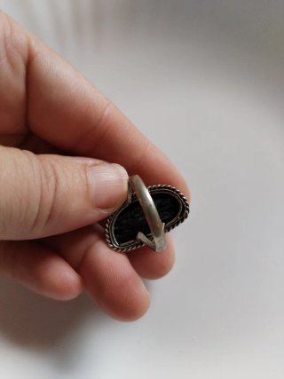 Anello argento 925 naturale tormalina grezza nera