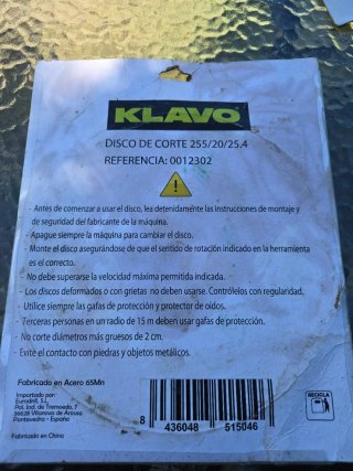 Disco de corte profesional Klavo Ø 255 mm