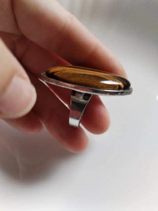 Anello naturale pietra occhio di tigre regolabile