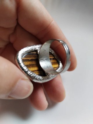 Anello naturale pietra occhio di tigre regolabile