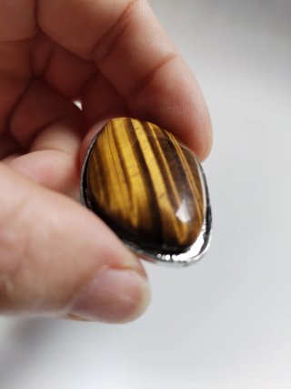 Anello naturale pietra occhio di tigre regolabile