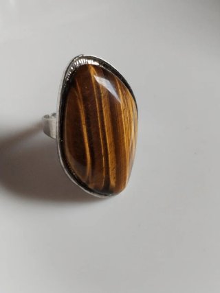 Anello naturale pietra occhio di tigre regolabile