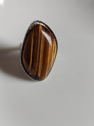 Anello naturale pietra occhio di tigre regolabile
