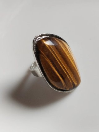Anello naturale pietra occhio di tigre regolabile
