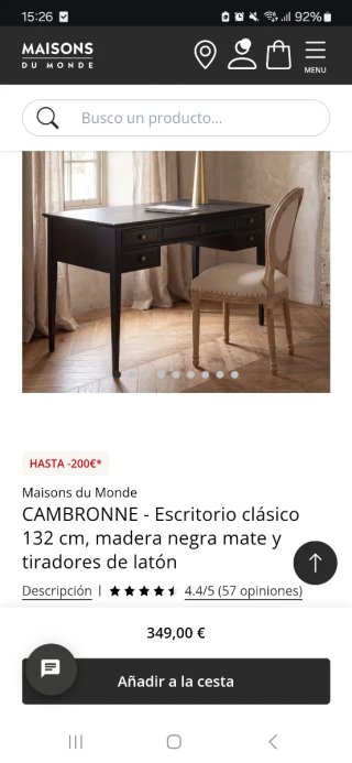 Escritorio CAMBRONNE Maison du Monde Negro