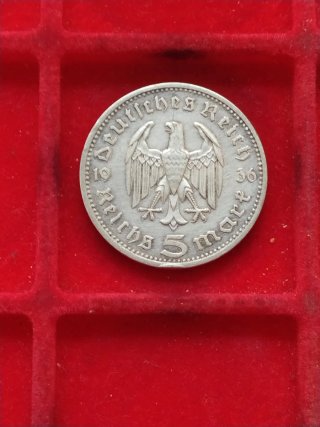Germania Terzo Reich 5 Marchi Argento 1936 A/F.