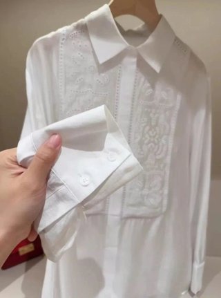 Camisa Zara bordada blanca