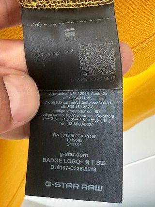 G-Star RAW T-shirt Yellow Logo Badge Size L