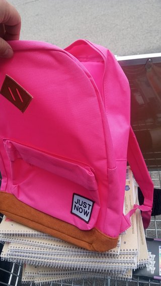 Mochila rosa con detalles marrones 42cm
