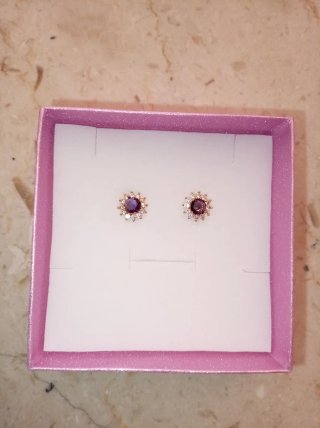 Orecchini punto luce viola e oro