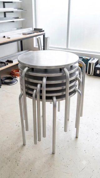 Mesas redondas de aluminio apilables