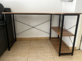 Escritorio esquinero madera y metal