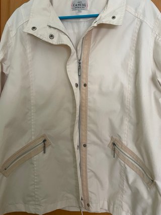 Cazadora entretiempo mujer beige/blanca